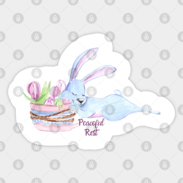 Peaceful Rest - Sleeping Rabbit Sticker by Animal Specials